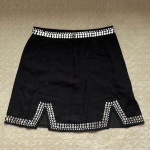 NBD BLACK SKIRT WITH SILVER DETAILING - WORN ONCE! Size XS fits like a SM